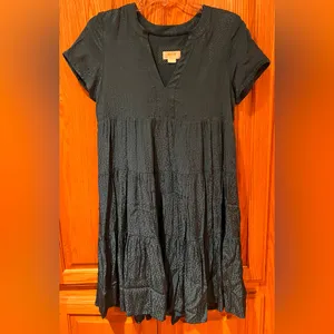 Anthropologie Maeve Tania Sacha Jacquard Tiered Tunic Dress‎ Dark Teal Green XS thumbnail 10