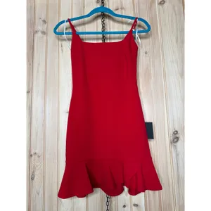 NWT Lulus Compelling Composure Red Sleeveless Ruffled Bodycon Mini Dress Size XS thumbnail 2