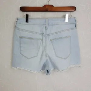 Universal Thread Denim Shorts Sz 6 Light Blue High Rise Midi Button Fly Fray Hem thumbnail 2