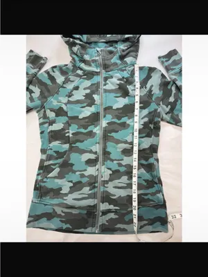 lululemon athletica Teal & Black Camo Full-Zip Hooded Jacket thumbnail 3