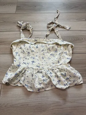 Altar'd State Cream Floral Tie-Strap Peplum Tank thumbnail 2