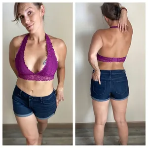 PINK Victoria’s Secret Lace Bralette Purple Small Adjustable Vacation Boho thumbnail 2