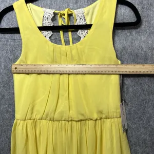 Papaya Yellow Sleeveless Lace Back‎ Cutout Mini Dress 20369D Small NWT thumbnail 2