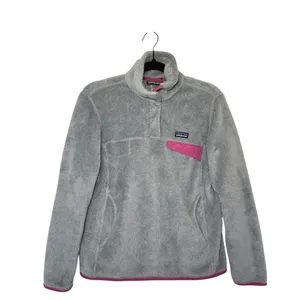 Patagonia‎ Women Small Re-Tool Snap-T Gray Fleece Pullover Pink Accents Granola thumbnail 2
