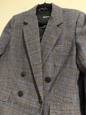 Madewell The Rosedale Blazer Women's 8 Gray Blue Plaid Wool Blend Jacket Classic thumbnail 4