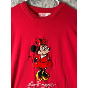 Vintage 90s Mickey Inc Minnie Mouse Embossed Graphic‎ T Shirt Red XL Disney thumbnail 2