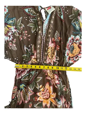 Farm Rio Anthropologie Valentina Brown Floral Maxi Dress In Brown Motif Size XS thumbnail 15