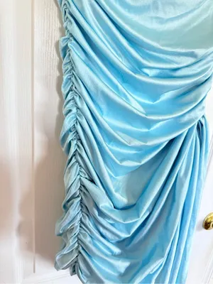 Amanda Uprichard Anja Strapless Ruched Mini Dress in Light Blue thumbnail 5
