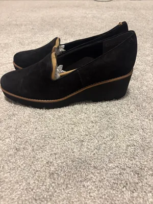 NWT Vionic Willa Wedge Black Suede Slip-On Loafers Comfort Shoes wedge heel 11 thumbnail 5