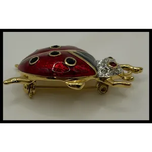 Ladybug Brooch Pin Red Enamel Rhinestone Insect Jewelry‎ thumbnail 3