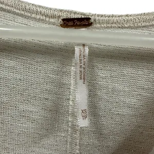 Free People Cream Gold Sparkle Scoop Neck Lightweight Knit Long Sleeve XS thumbnail 7