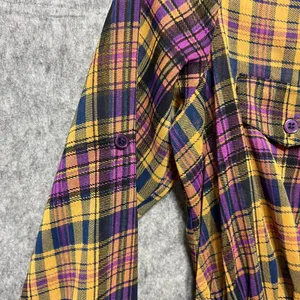 Love Fire Sheer Plaid Shirt Dress Long Sleeve Button Front Casual Size‎ Small thumbnail 5