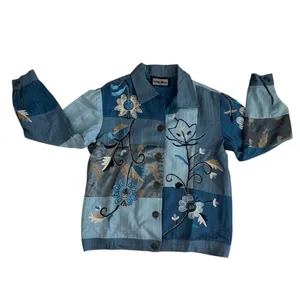 Indigo Rein Indigo Moon Women's Patchwork Floral Embroidered‎ Jacket Color Block Boho Size M thumbnail 2