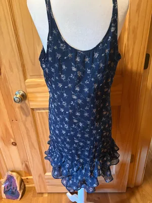 Abercrombie & Fitch floral drop-waist mini dress blue floral women’s M vintage thumbnail 4
