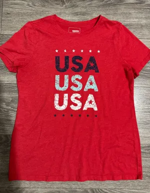 Sonoma Cotton Blend Womens USA Graphic T-Shirt Size S Red Short Sleeve Patriotic thumbnail 1