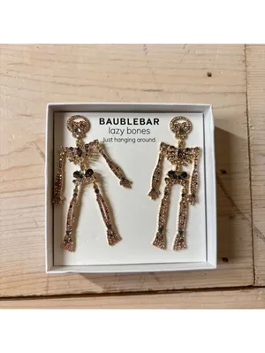 Baublebar NIB Lazy Bones Skeleton Earrings Rhinestone thumbnail 2