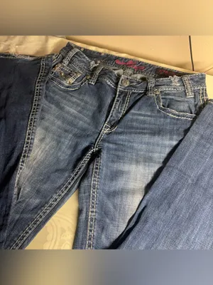 Rock & Republic Dark Blue Denim Jeans with Pink Embroidery thumbnail 6