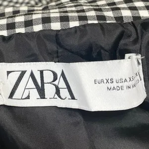 Zara Black White Gingham Check Open Long Sleeve Crop Blazer Suit Jacket Size XS thumbnail 3