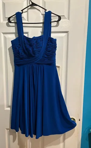JS Boutique formal cocktail knee length dress sz 10 blue NWT wedding guest thumbnail 1