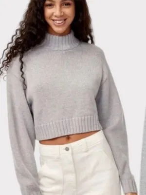 Aritzia Wilfred Free cropped sweater merino wool grey size small thumbnail 1