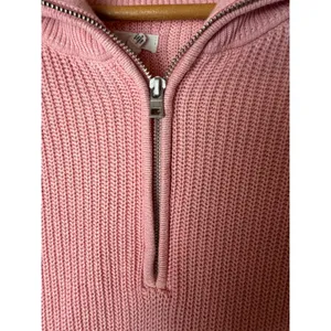 Aerie Beyond Quarter Zip Sweater‎ Women XS Pink Cotton Shaker Knit Pullover thumbnail 7