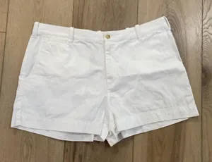 Polo Ralph Lauren Shorts Womens 14 White Chino Twill Cotton Nautical Logo Summer thumbnail 1