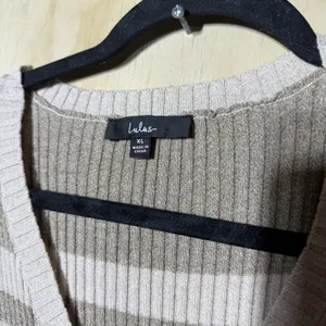 NWT $65 Lulus Casual Aura Beige‎ Striped Knit Long Sleeve Midi Dress Womens XL thumbnail 4
