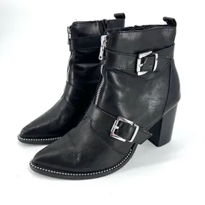 Steve Madden studded double‎ side zippers Ankle Booties Leather buckles size 7.5 thumbnail 1