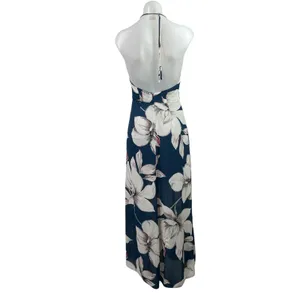 Dynamite Blue White Floral Sleeveless Halter Neck Maxi Summer Beach Dress Sz XS thumbnail 3