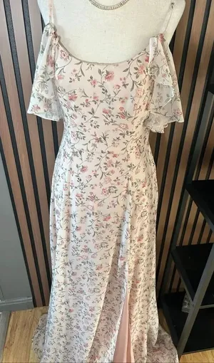 DB studio floral maxi bridesmaids dress sz 2 off the shoulder sleeves light &com thumbnail 1