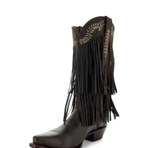 Soho Fringe Leather Cowgirl Boots Brown Western Rodeo Festival Women’s thumbnail 7