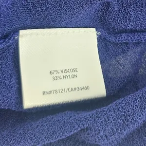 Eileen Fisher Sweater Womens L V-Neck Blue Sheer Mesh Italian Yarn EUC thumbnail 4