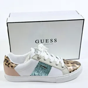 GUESS Size-11M Loven 3 Low Profile Sneaker White Ocean Leopard thumbnail 1