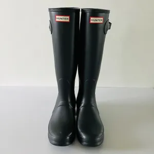 HUNTER Original Tall Black Buckle Strap Rain Boots - US 10 thumbnail 2