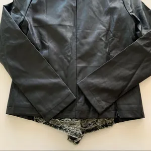 Mystree Pia Black Vegan Leather Jacket with Faux Fur Lined Lapel Women's Small thumbnail 10