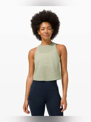 Lululemon Run and Train Racerback Tank Heathered Rosemary Green $58 MSRP thumbnail 2