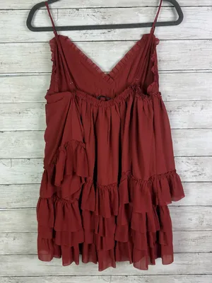 Lulus Asuka Rust Ruffled Tiered Mini Dress Size Small thumbnail 5