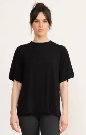 Aday Black Essentialist Short Sleeve T-Shirt Stretchy Oversized Women size Small thumbnail 1