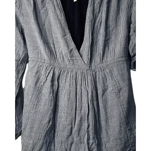 Free People Top Womens Size S Blue White Cotton Relaxed Pullover Boho Peplum thumbnail 6