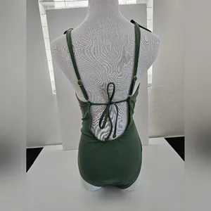 NWT Beach Joy Sage Green Cascading Ruffle One Piece Swimsuit - Large thumbnail 5