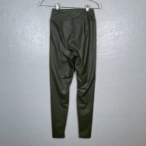 Offline by Aerie Women M Olive Green Faux Leather Leggings High Rise Athleisure thumbnail 5