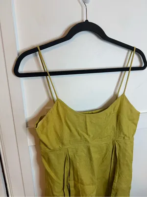 Betsey Johnson Luxe Mustard Yellow Vintage Y2K Babydoll Linen Mini Dress thumbnail 6