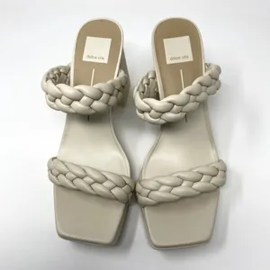 Dolce Vita Ivory Ashby Platform Braided Faux Leather Sandal Block Heels 9.5 thumbnail 8