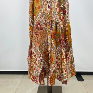 NWOT Farm Rio Romantic Nature Multicolor Ruffle Midi Dress Size XS thumbnail 5