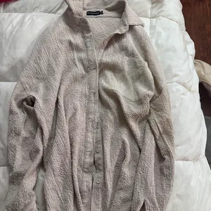 Textured oversized loose fitting button down shirt  thumbnail 4
