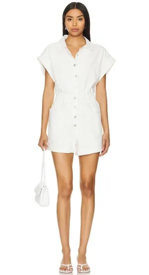 Blank NYC White Denim Romper Sz S thumbnail 1