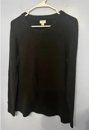 J.Crew Womens Black Extra Soft Wool Blend Crewneck Classic Fit‎ Sweater Medium thumbnail 1