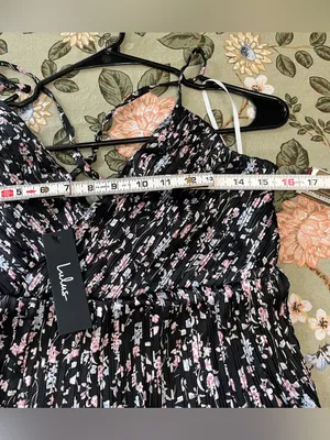 NWT Lulus Quaint Cutie Black Floral Pleated Tiered Mini Dress Size Large thumbnail 10