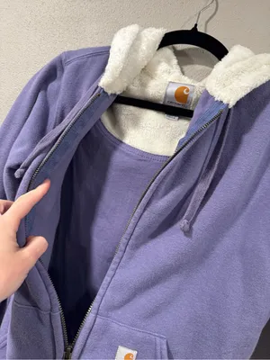Carhartt Sherpa Fleece Lined Hood Sweatshirt Purple thumbnail 4