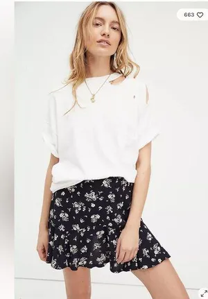 Free People Floral Ryanne Mini Skirt - Black Motif Size 0 NWT thumbnail 1